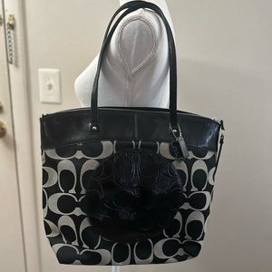 COACH black and gray signature tote